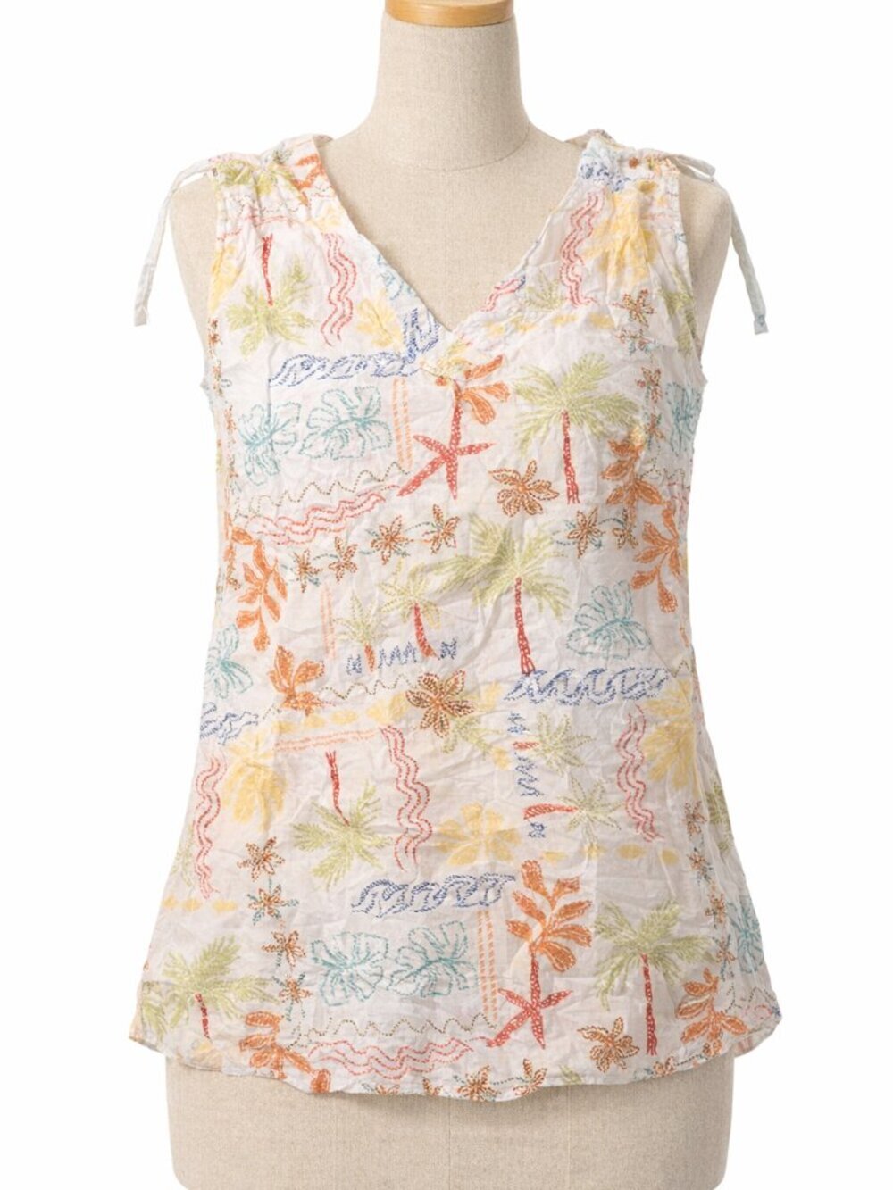 St. John’s Bay Tropical Palm Print Tank Top L